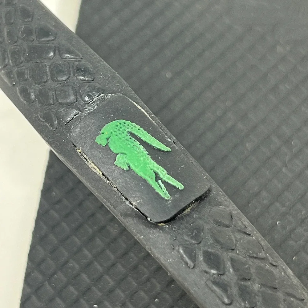 Lacoste Flip Flop Beach Sandals Black with Logo Men's US Size 12 VTG NEW